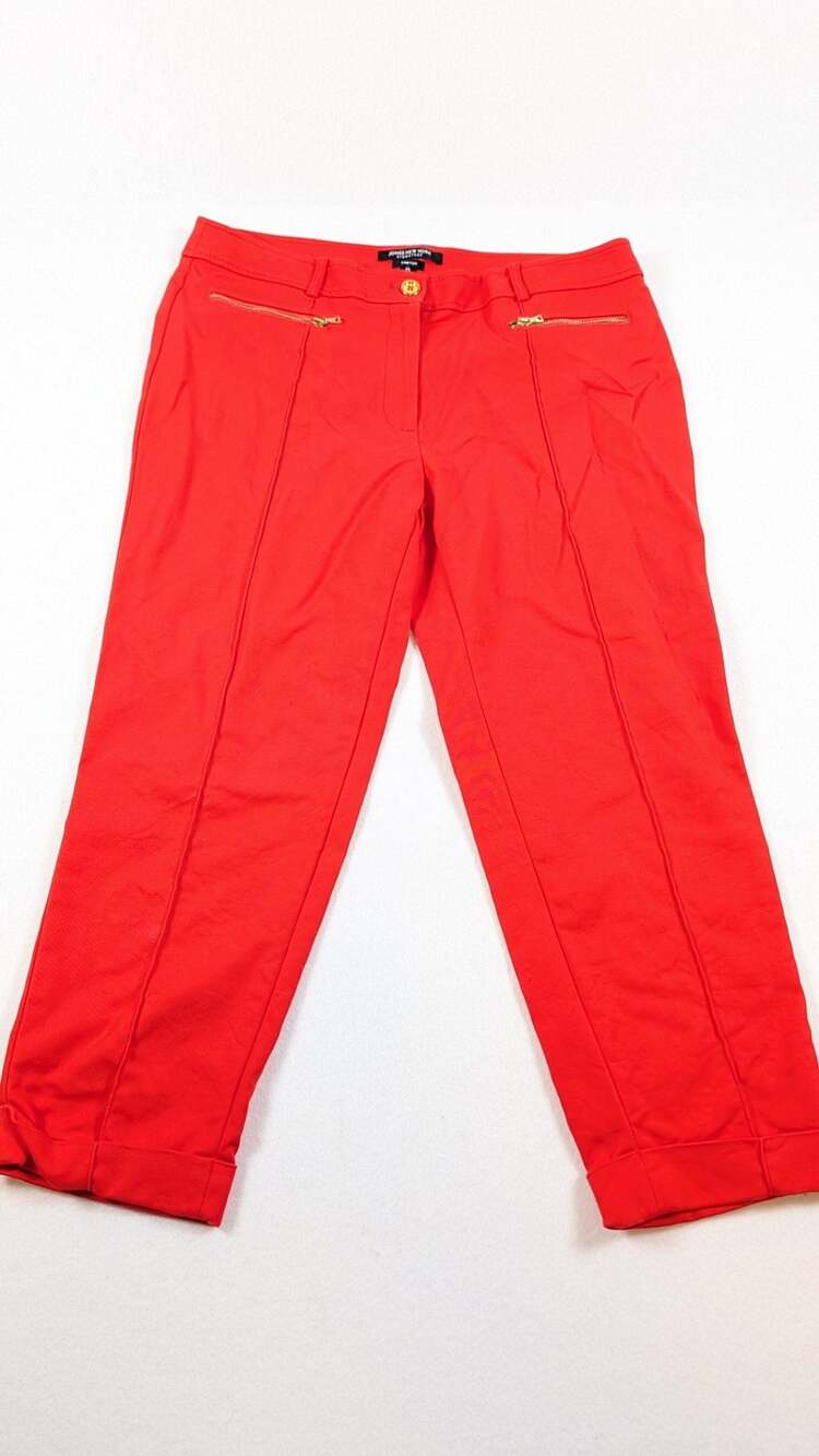 Jones New York Signature Women's Red Stretch Cropped Capri Pants Size 8